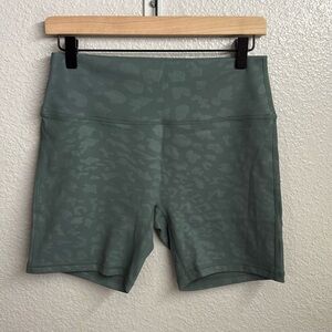 Green Bike Shorts with Relaxed Fit and Matte Finish